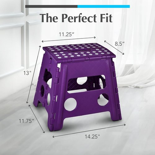Handy Laundry Folding Step Stool - 13 Inch Sturdy Plastic, Non-Slip & Portable for Adults & Kids - Purple