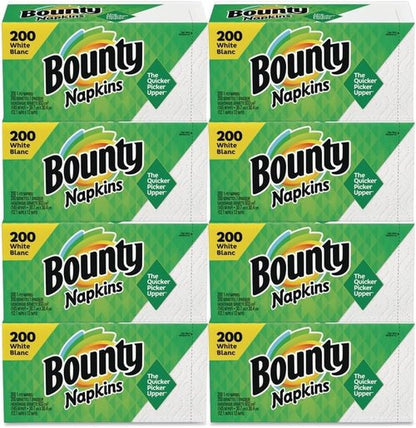 Bounty Quilted Napkins - 1-Ply, White, 12.1" x 12" | 200 Count Per Pack, 8 Packs Per Carton