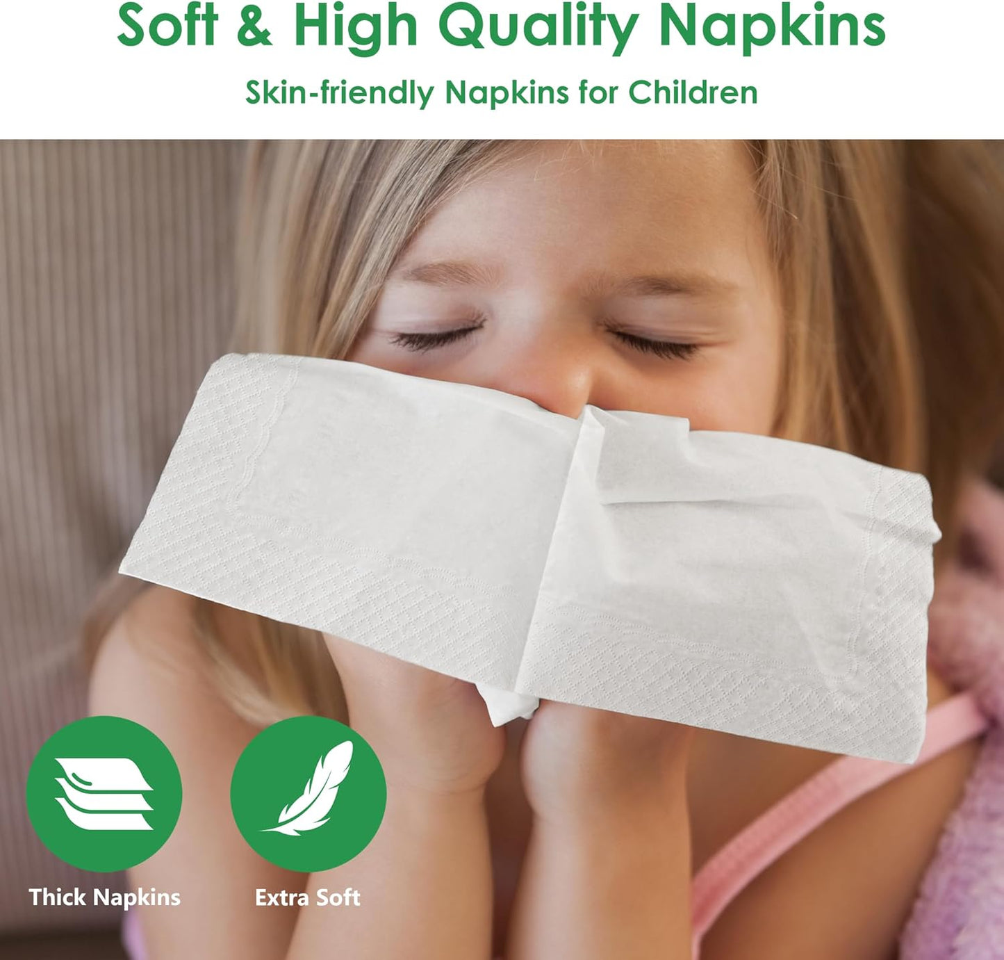 Disposable Napkins - 300 Pack 13"x13" | Eco-Friendly 2-Ply Paper Napkins for Parties & Everyday Use - Soft & Absorbent, White