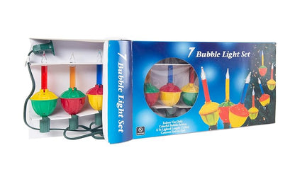 Bubble Light String 7 Bulbs, 7 ft, Candelabra Base, Multicolor Holiday Tree Lights