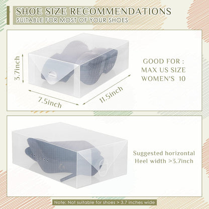 Sintuff Clear Shoe Storage Boxes - 20 Pcs Stackable Plastic Organizers for Ankle Boots & Heels | 11.8 x 7.5 x 3.7 Inches