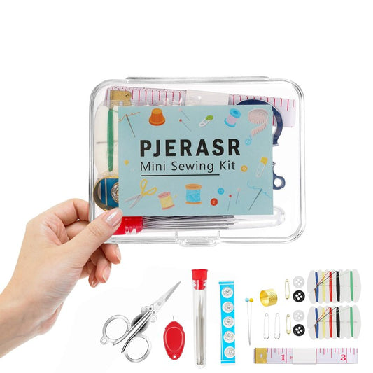 Min Sewing Kit, Travel Sewing Kit with Multi-Color Threads, Scissors, Needles, Buttons, Portable Emergency Sewing Tool Set with Storage Case, Adults Sewing Repair Kit for Craft Supplies