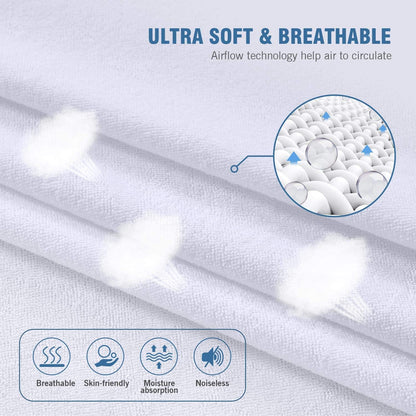 Skiennix Waterproof Mattress Protector - Cal King Size, Breathable & Soft, Hypoallergenic, Fitted Up to 18 Inches Deep, White