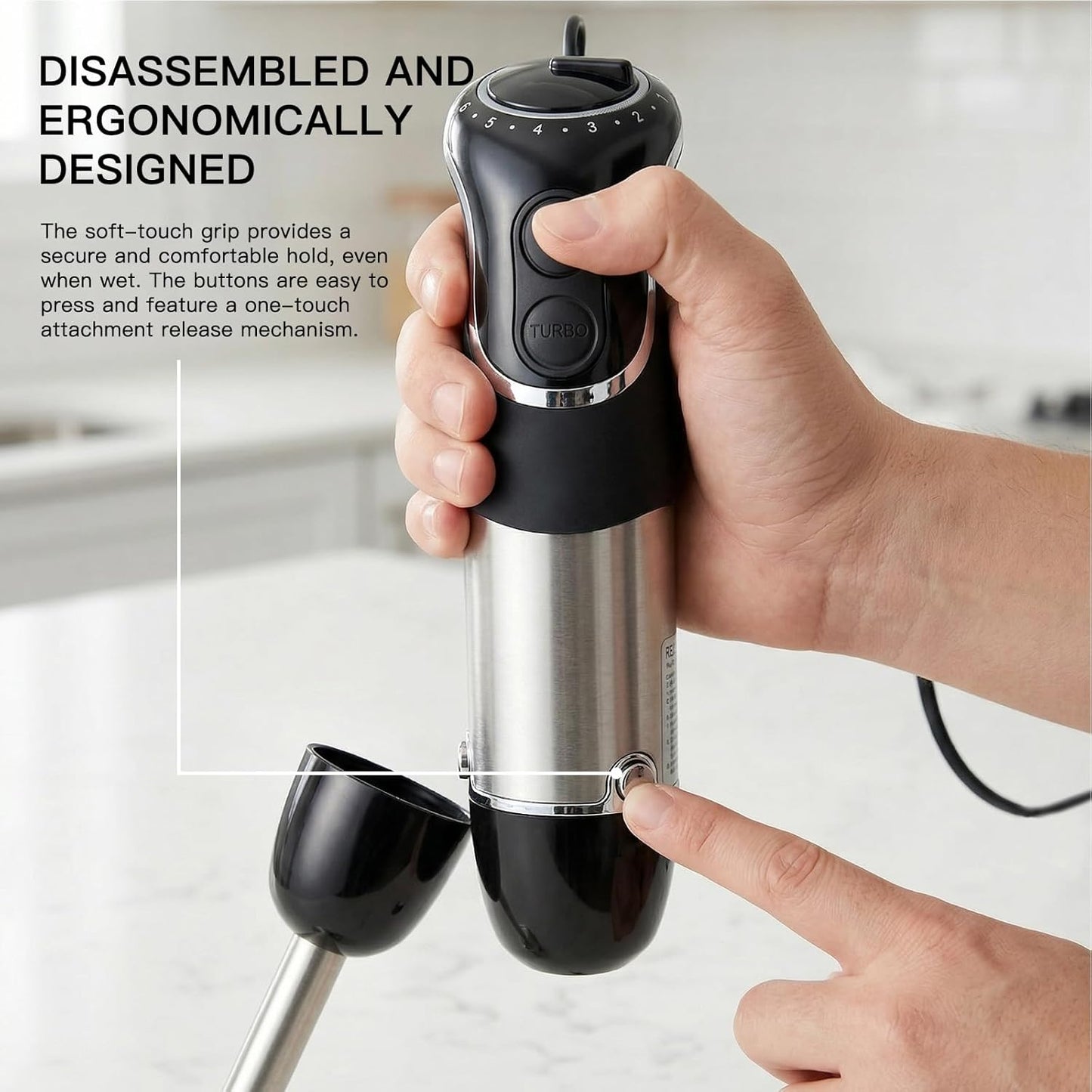 Megawise HB-2035 Immersion Hand Blender - 1000W Ultra-Powerful 5-in-1 with Variable Speed & Accessories