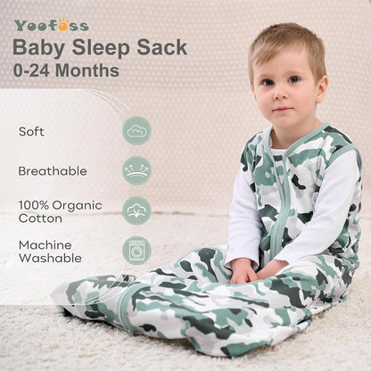 Yoofoss Baby Sleep Sack | 100% Organic Cotton Wearable Blanket | 0-6 Months | 3 Pack, Comfy & Lightweight