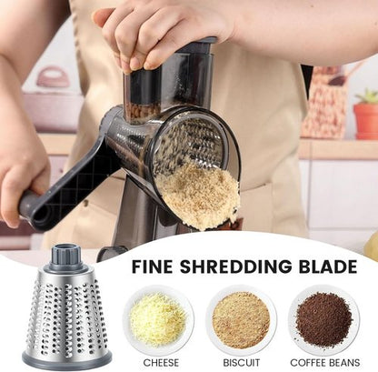 HANSGO Rotary Cheese Grater - Hand Crank Shredder with 3 Metal Blades & Non-Slip Base | Kitchen Gadget for Cheese & Veggies