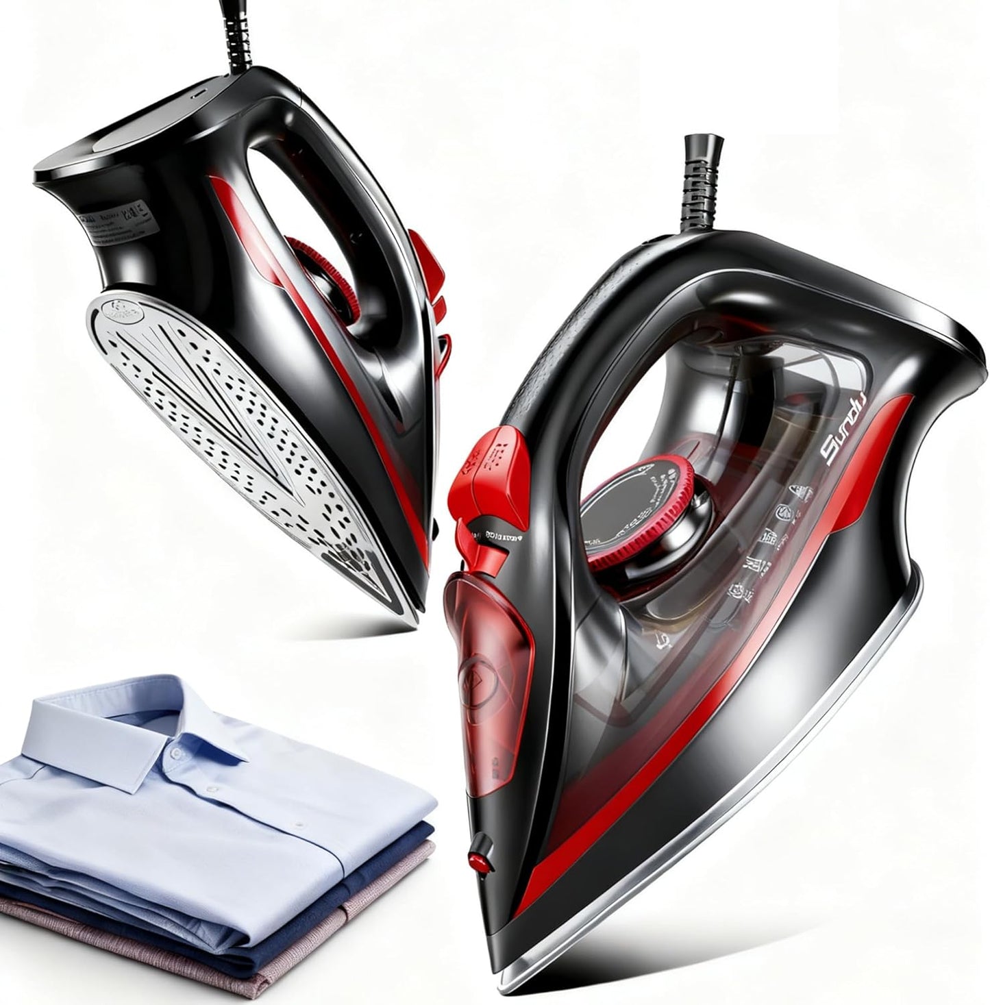 Skiennix Steam Iron - 1500W Powerful with Ceramic-Coated Soleplate, Auto Shutoff & Self-Cleaning