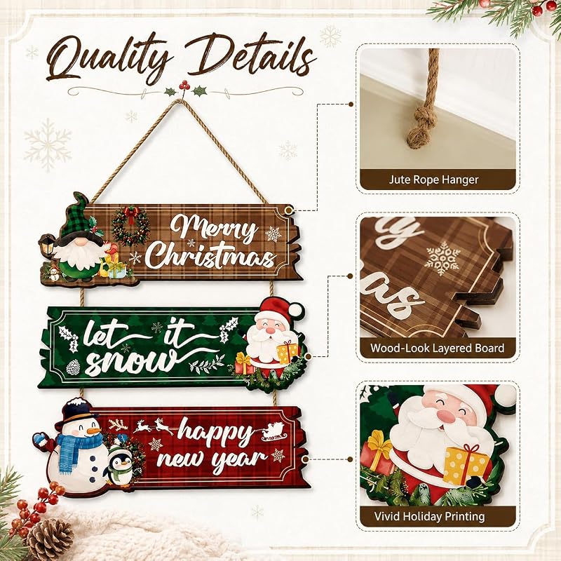 3 Piece Christmas Hanging Sign Wall Decor Set