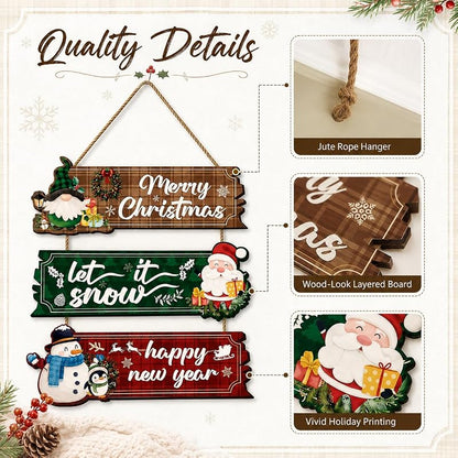 3 Piece Christmas Hanging Sign Wall Decor Set