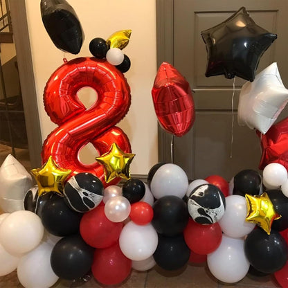 Skiennix 40-Inch Red Number 7 Balloon - Large Self-Inflating Foil Birthday Decoration for Parties