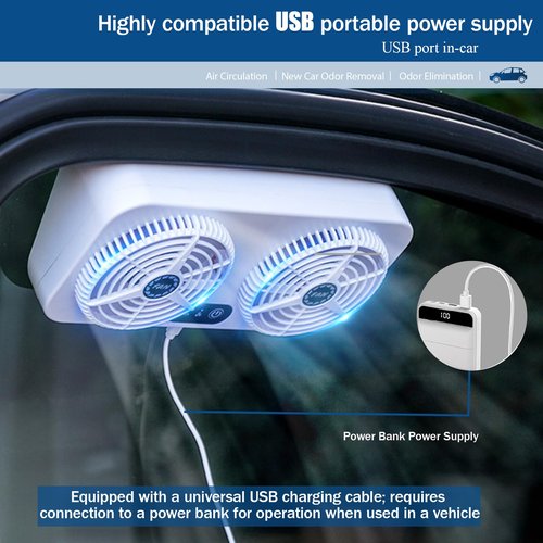 Yuecoom 2.4v 5w Usb Charging Air Vent Exhaust Small Window Fan, 3 Levels Adjustable Window Fans with Exhaust Intake Install to Door Glass(equip Motor)