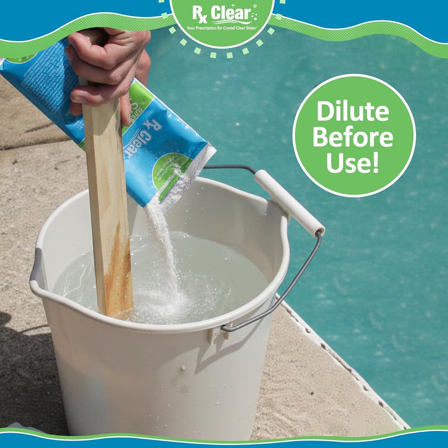 Rx Clear Mega Shock - 73% Calcium Hypochlorite Pool Sanitizer | Kills Algae & Clarifies Water | 1 lb Bag