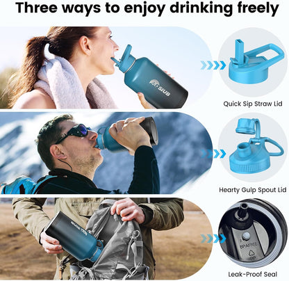 Simple Modern Insulated Water Bottle - 32 oz Triple Wall Vacuum Stainless Steel | Cold for 48 Hrs, Leak Proof & BPA-Free, Indigo-Black