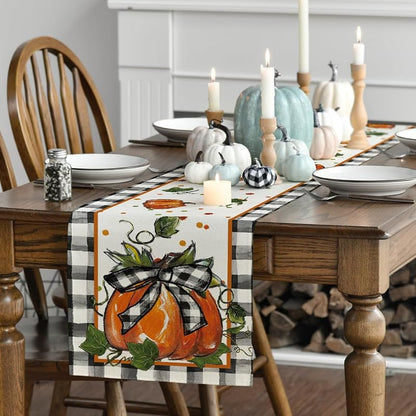 Artoid Mode 13x60 Inch Table Runner - 210 GSM Polyester, Black/Beige/Orange+ Variation