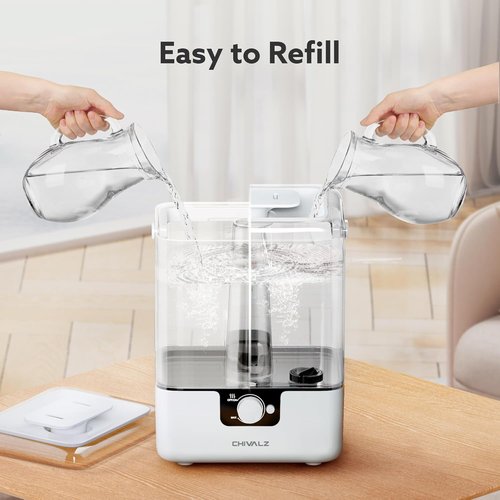 CHIVALZ 6L Cool Mist Humidifier - Quiet 26dB Top Fill Design for Bedroom & Baby | 50H Run Time, White