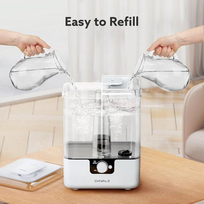 CHIVALZ 6L Cool Mist Humidifier - Quiet 26dB Top Fill Design for Bedroom & Baby | 50H Run Time, White