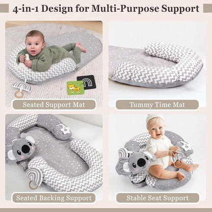 Koala 4-in-1 Tummy Time Mat - Educational Play Mat & Sitting Support for Infants 0-12 Months