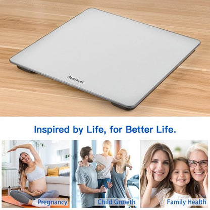 Homebuds Bathroom Scale for Body Weight, Precision 0.1lb by Our Professional Factory Since 2001, Weight Scale LED Display and Step-On, 3*AAA Batteries Included, 400lb/182kg, Silver