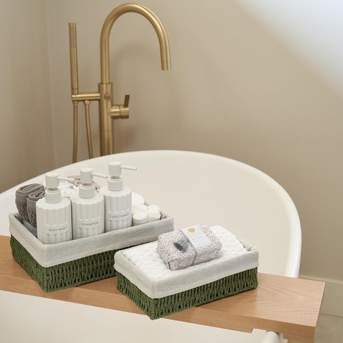 Beautiful Toilet Paper Storage Basket Set of 2 - Decorative Wicker Bathroom Organizer | Quality Holder for Any Decor