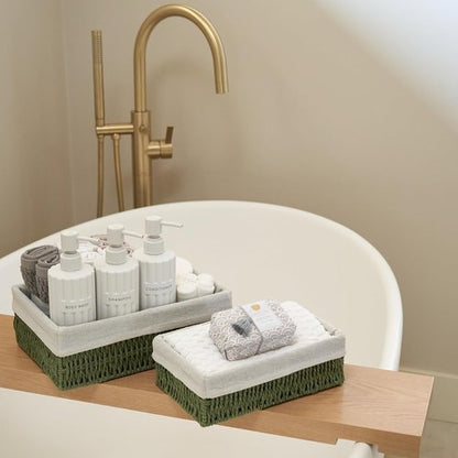 Beautiful Toilet Paper Storage Basket Set of 2 - Decorative Wicker Bathroom Organizer | Quality Holder for Any Decor