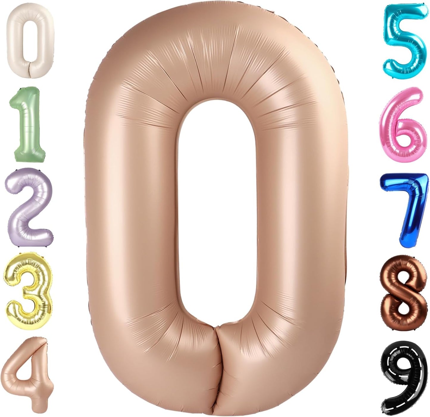 Number 0 Balloons - 40 Inch Light Brown Birthday Decorations for Milestone Events & Baby Showers