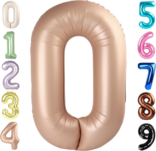 Number 0 Balloons - 40 Inch Light Brown Birthday Decorations for Milestone Events & Baby Showers