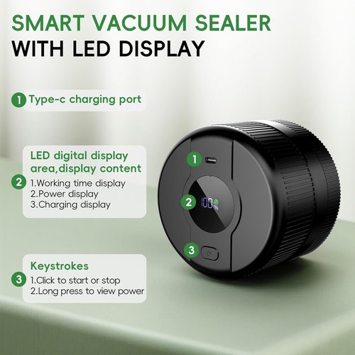 Mason Jar Vacuum Sealer Kit - Electric Sealer for Wide & Regular Mouth Jars | Portable Gift for Mom & Grandma