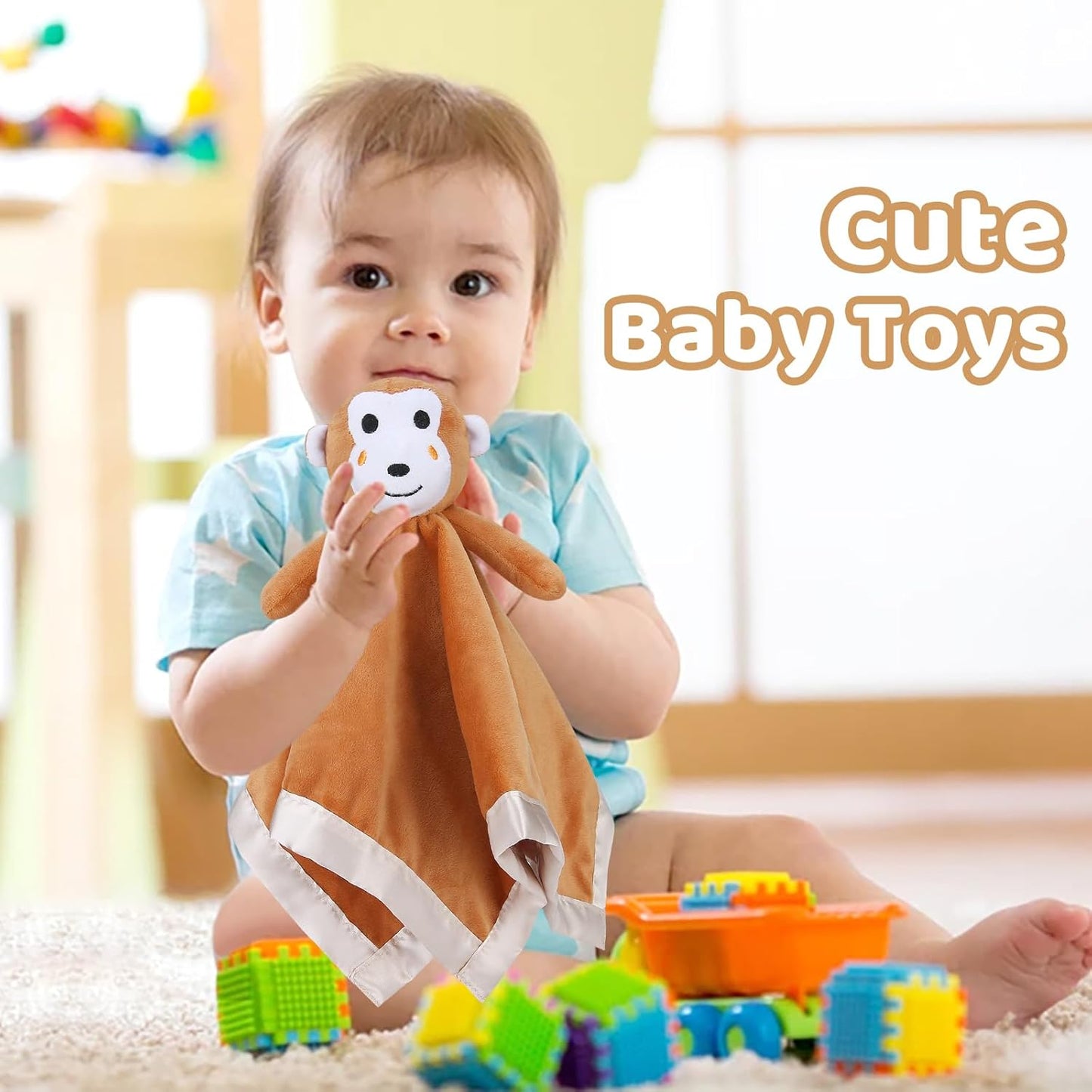 Pro Goleem Monkey Loveys - Soft Security Blanket & Snuggle Toy for Babies | 16 Inch Gift for Boys & Girls