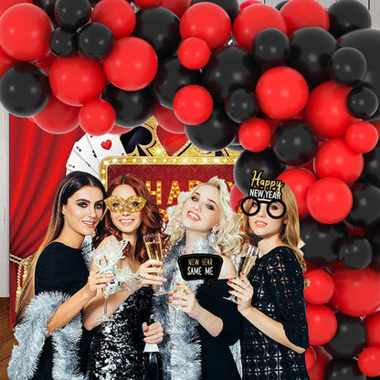 Skiennix Red and Black Balloon Garland Arch Kit - 122PCS Latex Balloons for Birthday, Wedding, and Graduation Decor