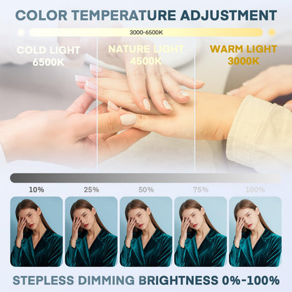 MYSWEETY Foldable Half Moon Light for Nail Desk, 29 Inch Led Nail Tech Desk Lamp, Half Moon Table Lamp with Phone Holder, 3000-6500K Esthetician Lash Light for Eyelash Extensions, Tattoo, Eyebrow