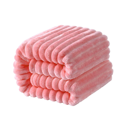 NTBAY Flannel Toddler Blanket - Fluffy Reversible Stripes Design, Warm & Lightweight, 30x40 Inches, Pink