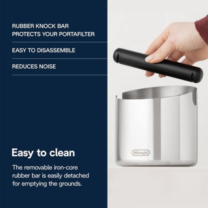 De'Longhi Large Easy Clean Knock Box, Stainless Steel