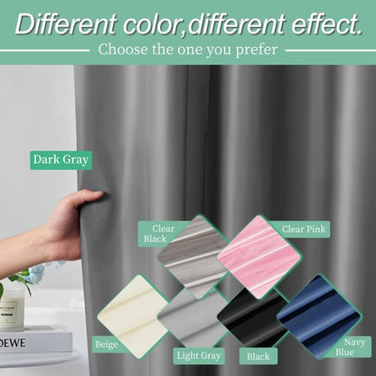 Mrs Awesome Dark Grey Shower Curtain Liner with 3 Magnets, 72x72 Premium Flexible Sturdy Plastic Shower Curtain for Bathroom Lightweight & Waterproof, Dark Gray