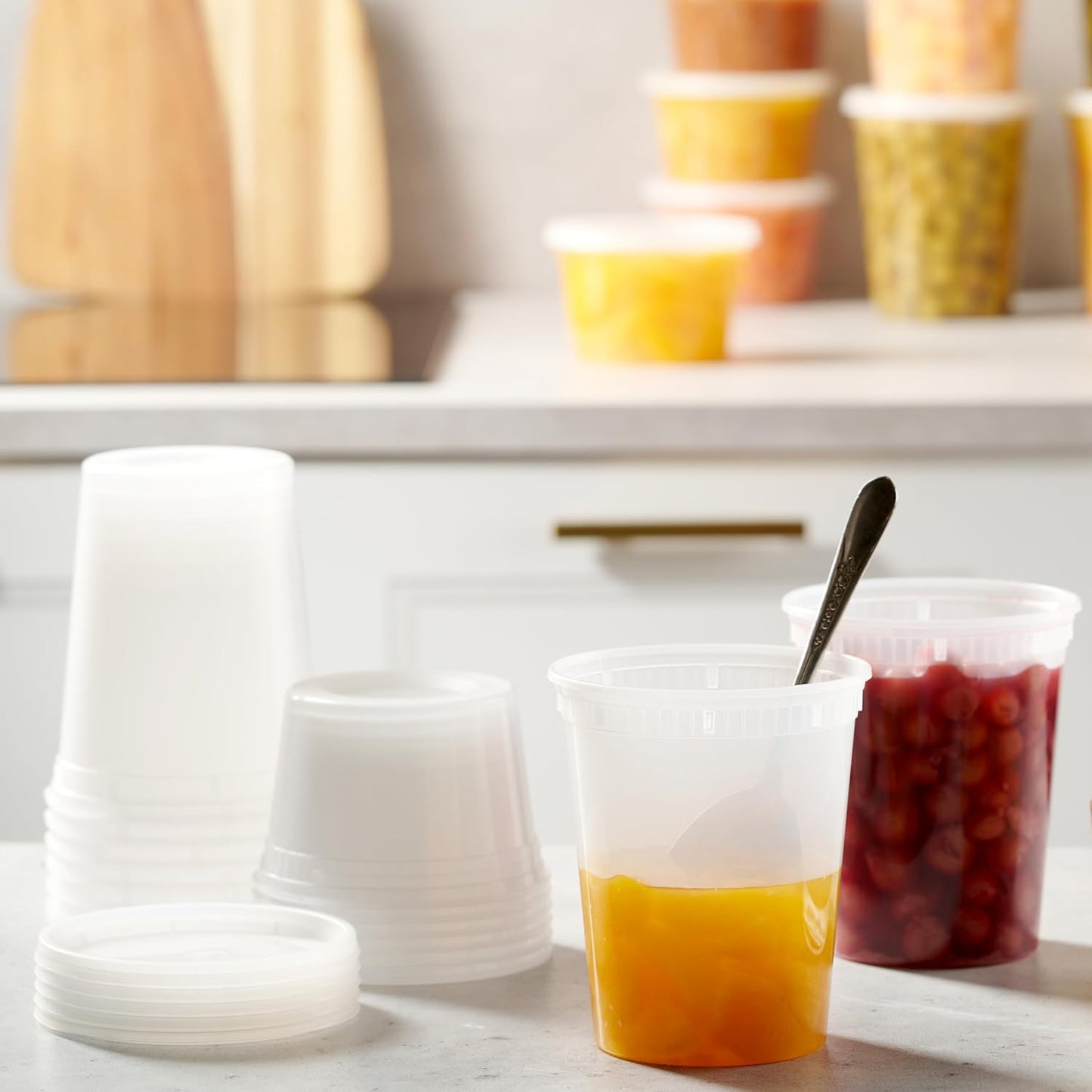 Skiennix 48 Pack Plastic Deli Containers - Clear, BPA-Free, Leakproof Meal Prep Storage | 16 & 32 oz
