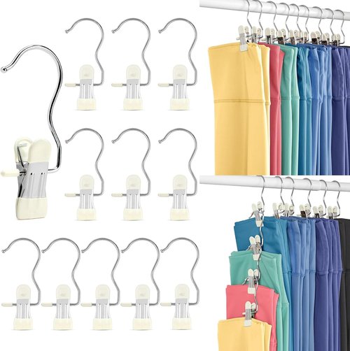 HOUSE DAY Black Velvet Hangers - 60P Set with 20P Leggings Organizer Clips - Premium Quality