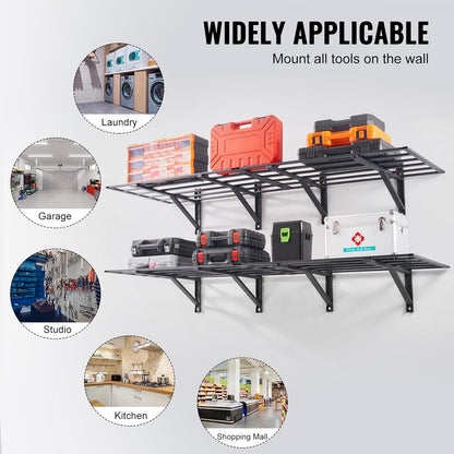 VEVOR Heavy-Duty Garage Shelving | Wall-Mounted Storage Rack | 2 x 6 Ft | 1600 Lbs Capacity | 2 Pack
