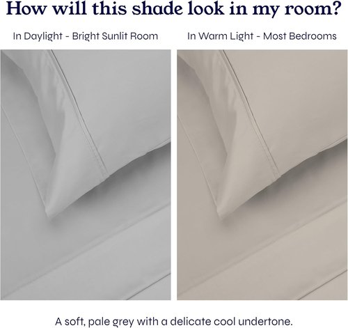 California Design Den Queen Pillowcase Set - 400 Thread Count, 100% Cotton Sateen, Soft & Breathable | Light Grey, Set of 2