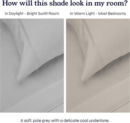 California Design Den Queen Pillowcase Set - 400 Thread Count, 100% Cotton Sateen, Soft & Breathable | Light Grey, Set of 2