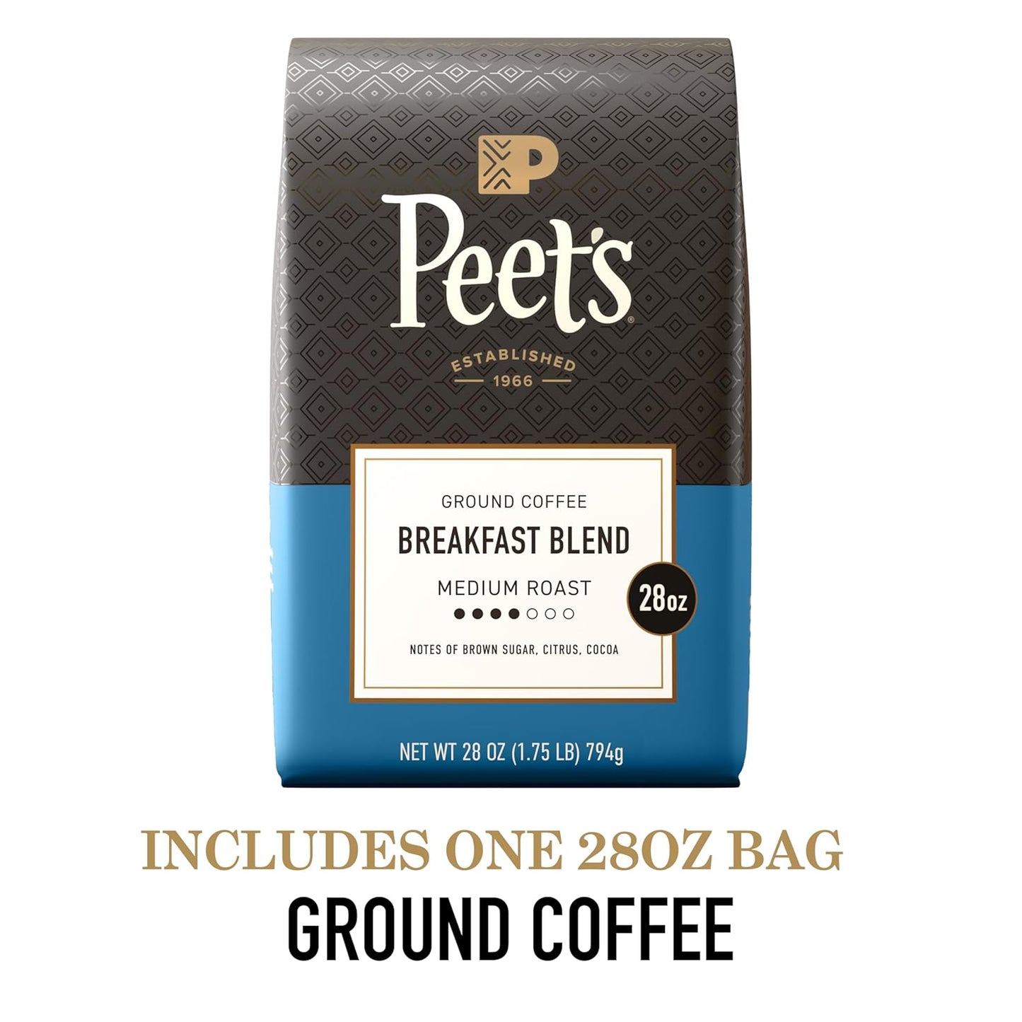Peet's Coffee Medium Roast Ground Coffee - 100% Arabica Breakfast Blend, 28 Ounce Bag