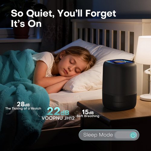 Air Purifier - High Efficiency Filter for Up to 1076 Ft² | Compact & Quiet Design for Pets, Pollen & Smoke - Black
