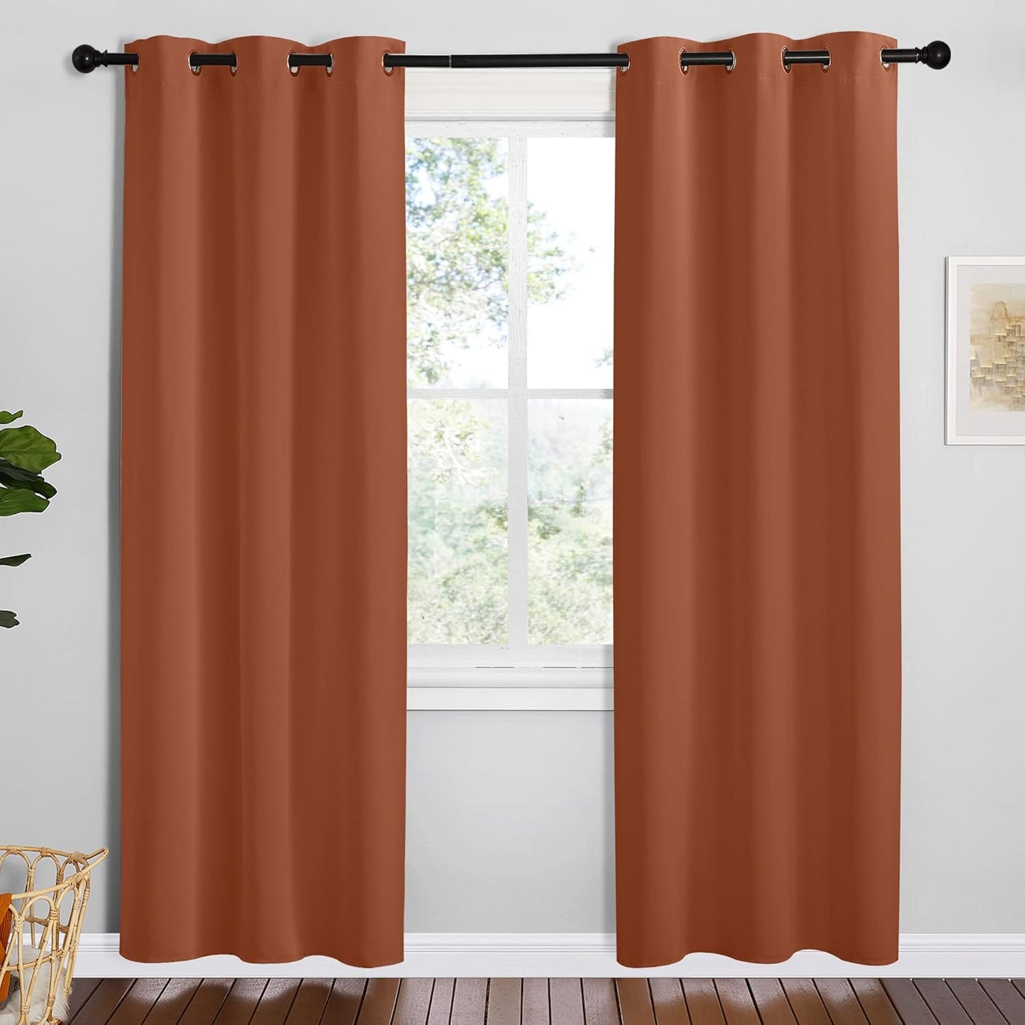 NICETOWN Blackout Curtains - Thermal Insulated Privacy Drapes | Burnt Orange, 42 x 78 Inches, 1 Pair
