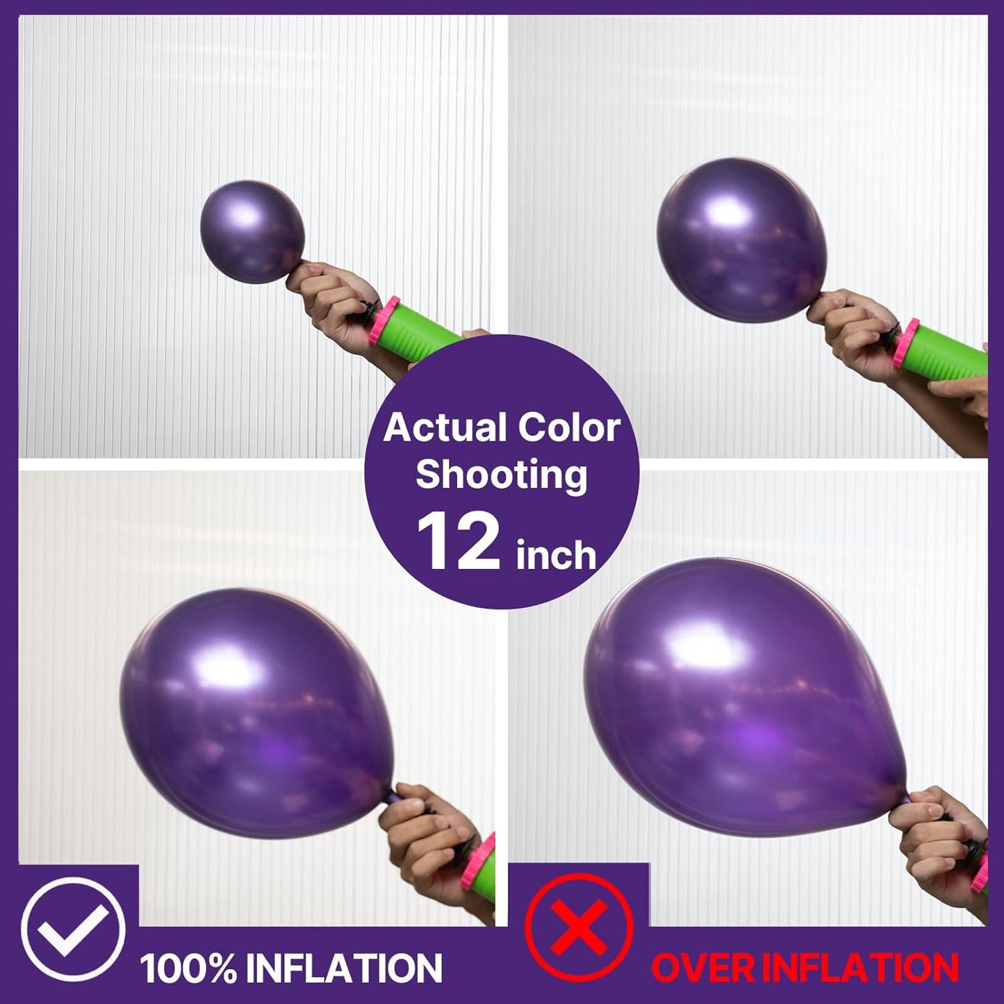 PartyWoo Metallic Purple Balloons - 100pcs Chrome Balloon Arch Kit for Graduation & Birthday Decor | 18", 12", 10", 5" Sizes