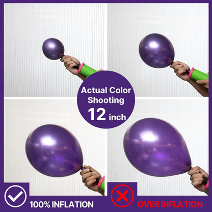 PartyWoo Metallic Purple Balloons - 100pcs Chrome Balloon Arch Kit for Graduation & Birthday Decor | 18", 12", 10", 5" Sizes