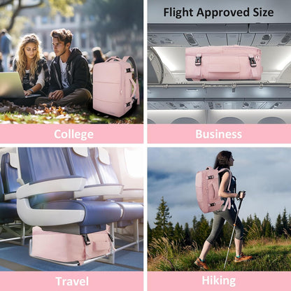 Taygeer Travel Backpack - TSA-Approved 15.6-Inch Laptop Bag with Water Bottle Pocket & Shoe Pouch | Pink