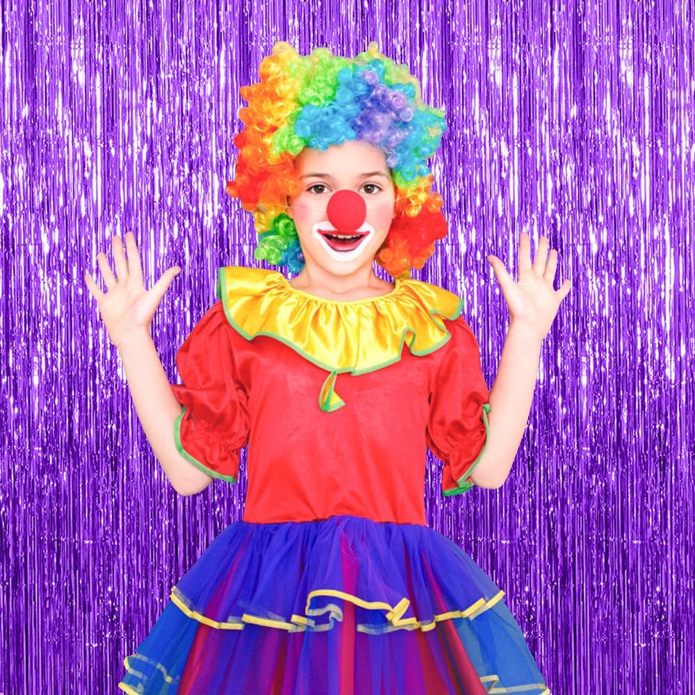 Purple Backdrop Tinsel Streamers | 10 Pack Foil Fringe Curtains for Halloween, Birthdays & Parties