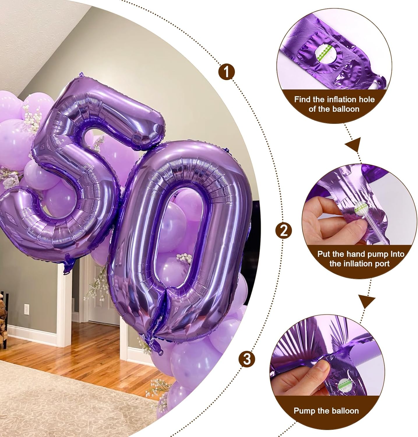 Regine Switzerland 40-Inch Purple Number Balloon - Happy Birthday Decoration for Kids & Anniversaries