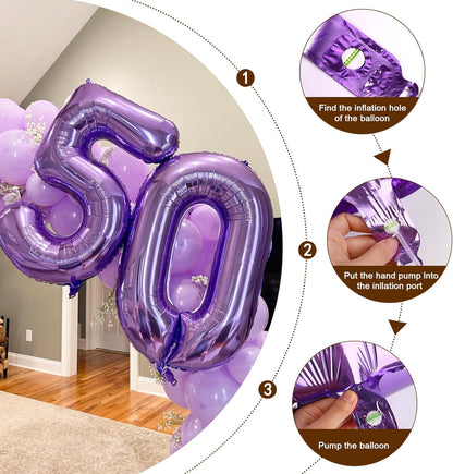 Regine Switzerland 40-Inch Purple Number Balloon - Happy Birthday Decoration for Kids & Anniversaries