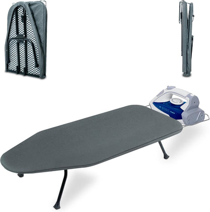 Regine Switzerland Metal Mesh Panel Ironing Board - Foldable Heavy-Duty Design with Heat-Resistant Cover & 100% Cotton Pad (Grey)