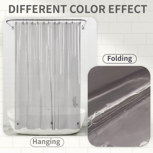 Barossa Design Shower Curtain Liner - Clear Black Premium PEVA Shower Liner with 3 Magnets and Metal Grommets, Waterproof Lightweight Standard Size Curtains for Bathroom - Translucent Black
