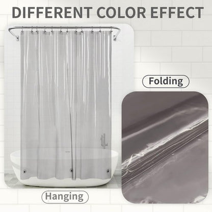 Barossa Design Shower Curtain Liner - Clear Black Premium PEVA Shower Liner with 3 Magnets and Metal Grommets, Waterproof Lightweight Standard Size Curtains for Bathroom - Translucent Black